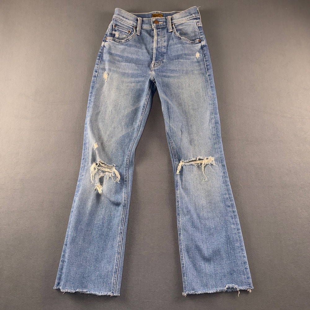 MOTHER The Tripper Ankle Fray Jeans Like A Pirate Blue Distressed 10326-1008 23